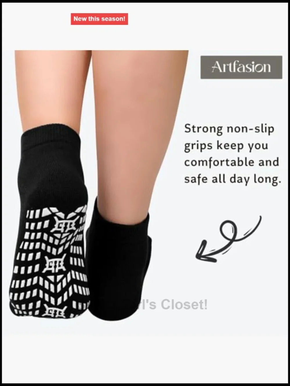 Non-Slip Grip Socks for Men Grippy Hospital Socks with Arch Support